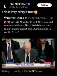 Screenshot from Mickelson's tweet regarding Senator Grassley's claims / Source: @PhilMickelson on X